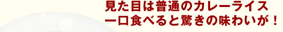 見た目は普通のカレーライス 一口食べると驚きの味わいが！